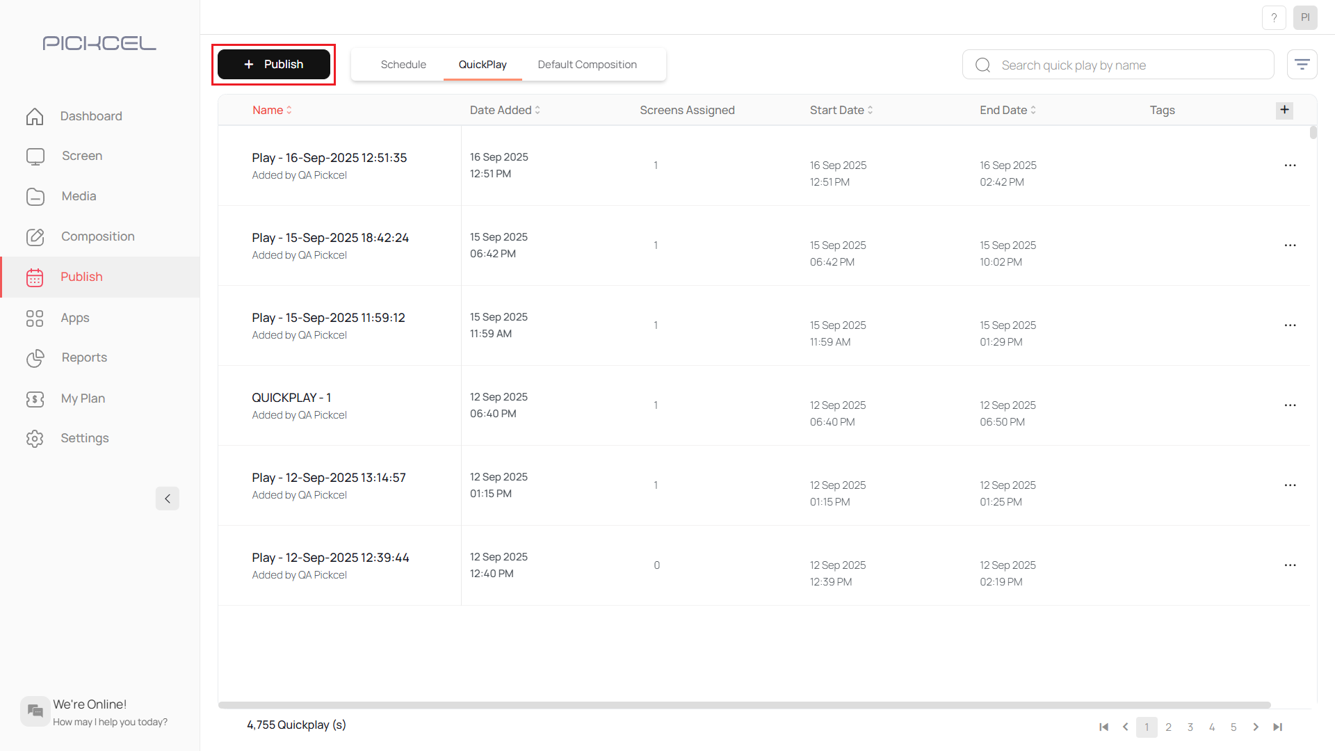 Click Publish button