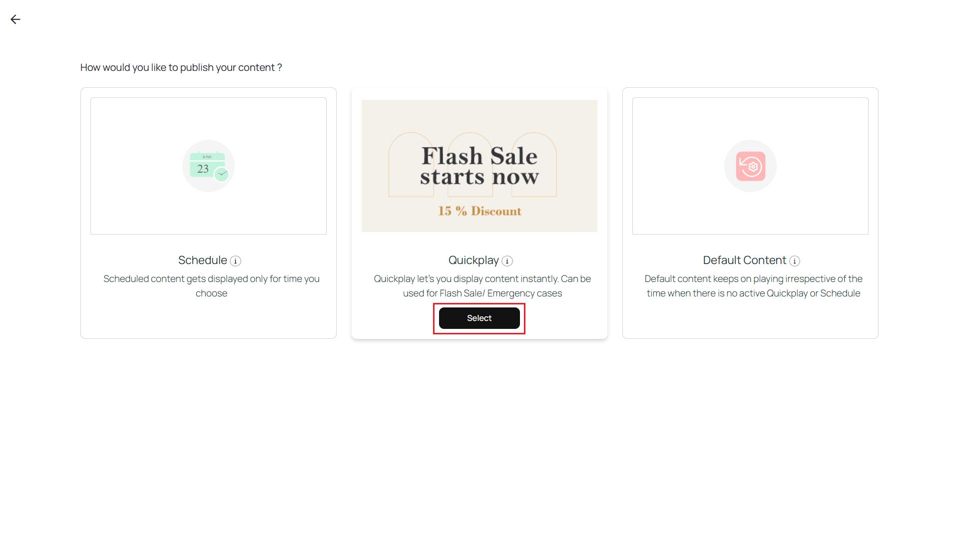 Select Quickplay option