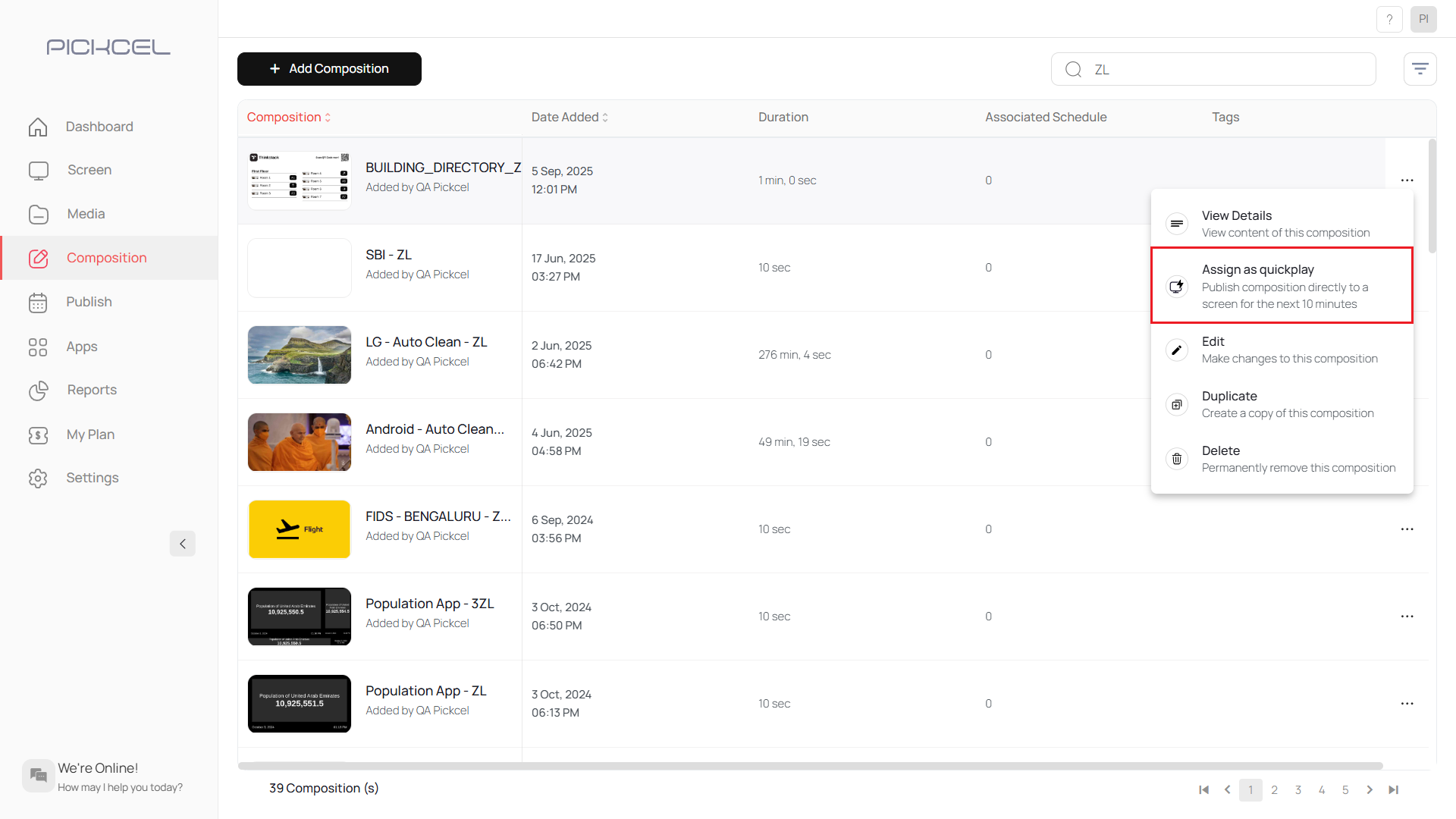 Click Assign as quickplay