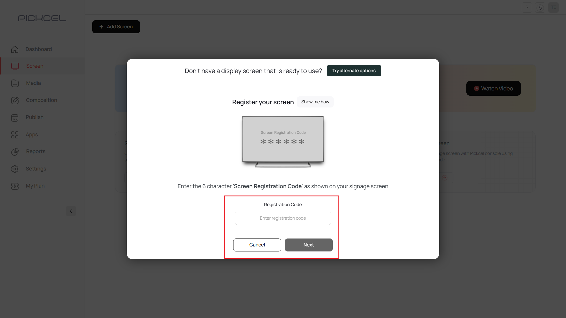 Enter Registration Code
