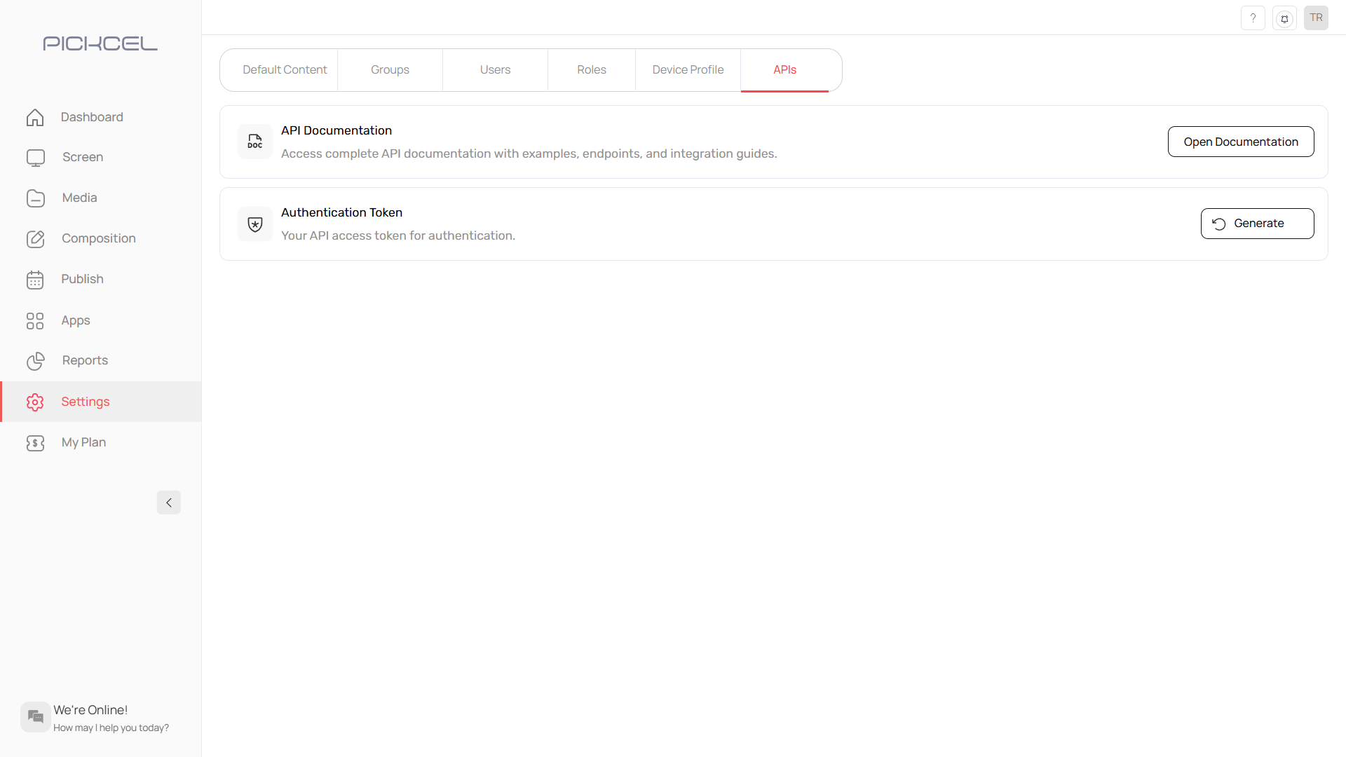 Select APIs option from menu