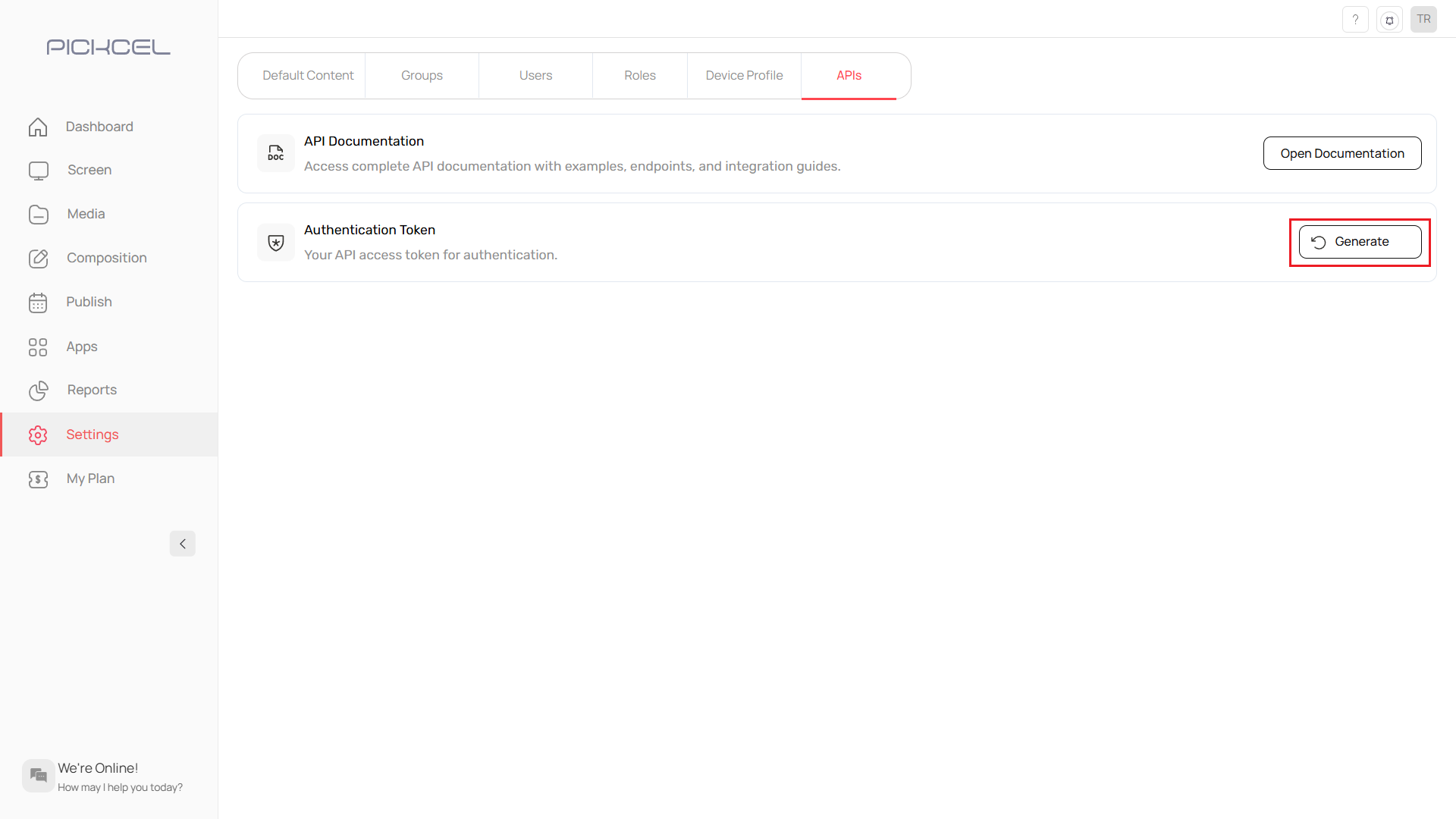 Generate authentication token