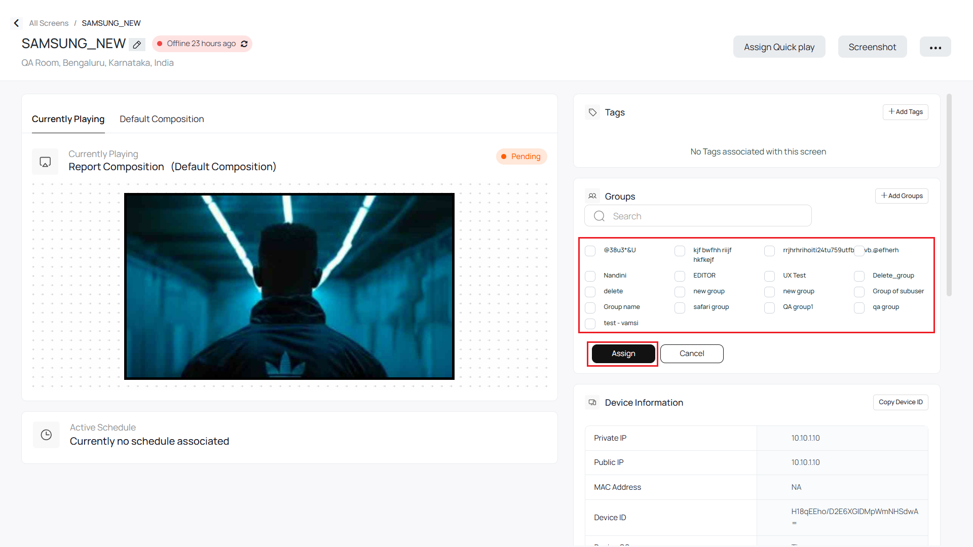 Search and assign group